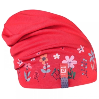 Spadlá bavlněná čepice Dráče Pepe - vzor 17 - louka - korálová