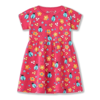 Dívčí šaty kr.r. Wolf S2514B sytě růžové s beruškami