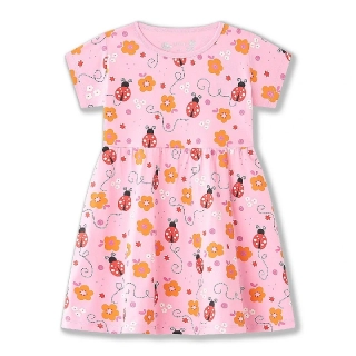 Dívčí šaty kr.r. Wolf S2514B světle růžové s beruškami