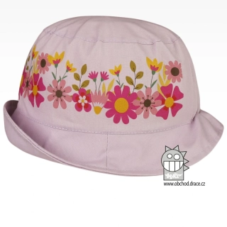 Dětský letní bavlněný klobouk Dráče Mallorca - vzor 20 - fialová - květy