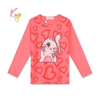 Dívčí tričko dlouhý rukáv Kugo FT1210 světle růžové