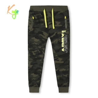 Chlapecké maskáčové tepláky Kugo TM8225 zelené / signální doplňky