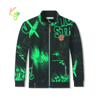 Teplá chlapecká mikina Kugo GM8672 černá / zelená aplikace