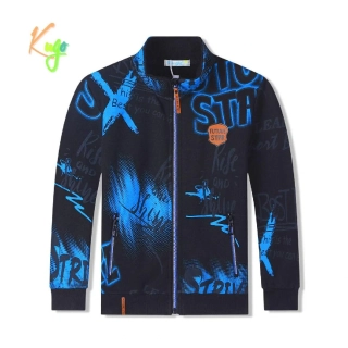 Teplá chlapecká mikina Kugo GM8672 černá / modrá aplikace