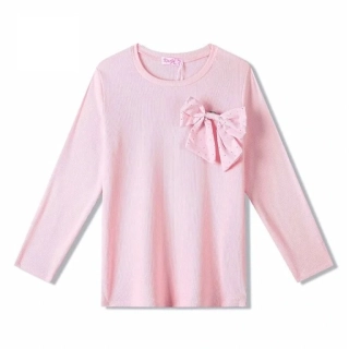 Dívčí tričko dlouhý rukáv Kugo ST3531 růžové