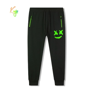 Chlapecké tepláky Kugo FT7053 černé / zelená aplikace