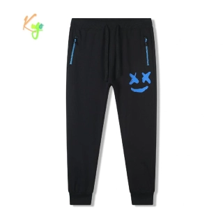 Chlapecké tepláky Kugo FT7053 černé / modrá aplikace