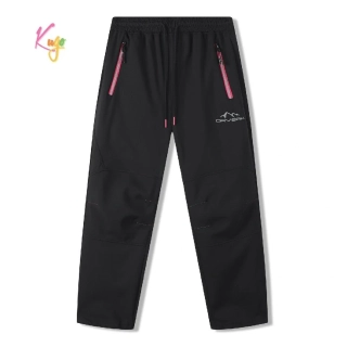 Dívčí sofshellové kalhoty zateplené Kugo HK9787 černá / růžový zip