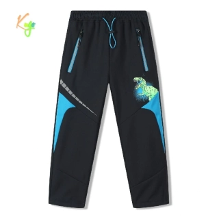 Chlapecké softshellové kalhoty zateplené Kugo HK9783 černé / modré doplňky