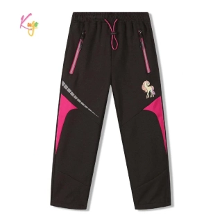 Dívčí softshellové kalhoty zateplené Kugo HK9783 černé / růžové doplňky