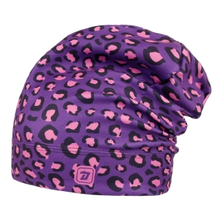 Flísová čepice Dráče Yetti - vzor 56 - fialová - leopard