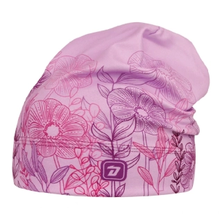 Flísová čepice Dráče Yetti - vzor 50 - fialková - květiny