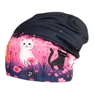 Flísová čepice Dráče Yetti - vzor 41 - tmavě fialová - kočičky