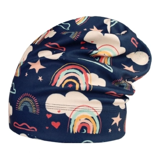 Flísová čepice Dráče Yetti - vzor 36 - tmavě modrá - duha