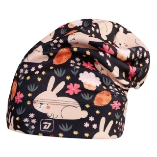 Flísová čepice Dráče Yetti - vzor 34 - tmavě šedá - králíci