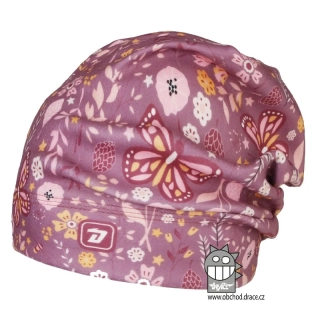 Flísová čepice Dráče Yetti - vzor 24 - fialová - motýlci