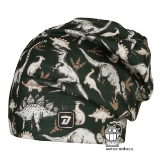 Flísová čepice Dráče Yetti - vzor 23 - tmavě zelená - dino