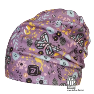 Flísová čepice Dráče Yetti - vzor 16 - fialová - motýlci