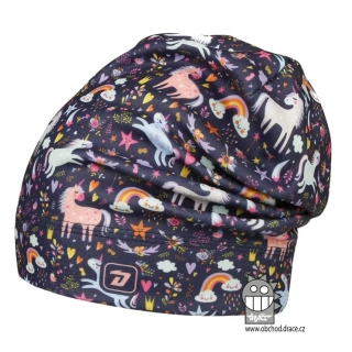 Flísová čepice Dráče Yetti - vzor 07 - fialová - jednorožci