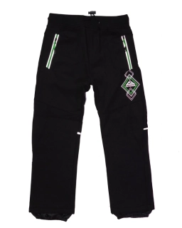 Dětské softshellové kalhoty zateplené Kugo HK5060 černé / zelené doplňky