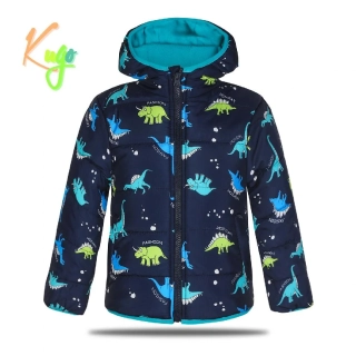 Chlapecká zimní bunda Kugo FB0315 s dinosaury tmavě modrá