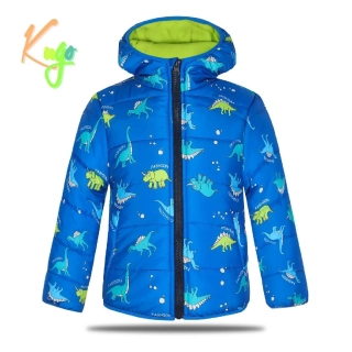 Chlapecká zimní bunda Kugo FB0315 s dinosaury modrá