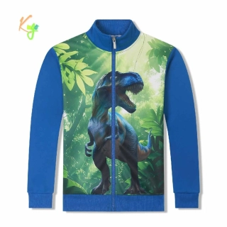 Teplá chlapecká mikina Kugo PT2510 s dinosaurem modrá