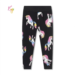 Dívčí zateplené legíny Kugo YL1087 černé / jednorožec růžová