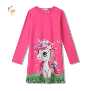 Dívčí noční košile dlouhý rukáv Kugo SS3627 tmavě růžová