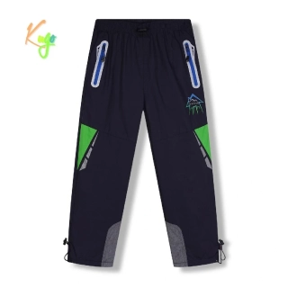 Dětské šusťákové kalhoty zateplené Kugo DK8235 černošedé / modrý zip