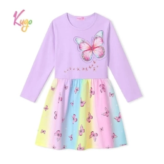 Dívčí šaty s dlouhým rukávem Kugo SS3628 fialové