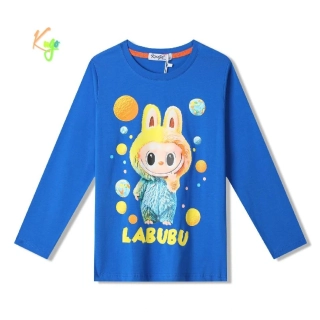 Chlapecké tričko dlouhý rukáv Kugo DT9421 středně modré