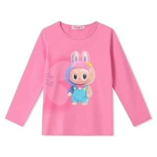 Dívčí tričko dlouhý rukáv Kugo PT2520 tmavě růžové