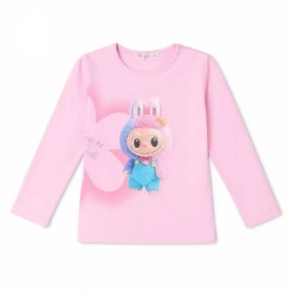 Dívčí tričko dlouhý rukáv Kugo PT2520 světle růžové