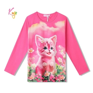 Dívčí tričko dlouhý rukáv Kugo ST3621 tmavě růžové