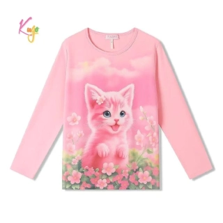 Dívčí tričko dlouhý rukáv Kugo ST3621 meruňkové