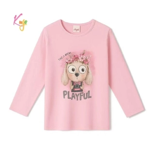 Dívčí tričko dlouhý rukáv Kugo WK1214 světle růžové