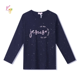 Dívčí tričko dlouhý rukáv Kugo ST3623 tmavě modré