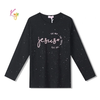 Dívčí tričko dlouhý rukáv Kugo ST3623 černé