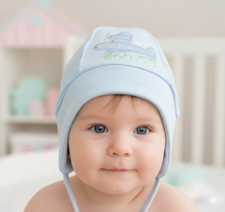 Kojenecká čepice s ledadlem Fido modrá