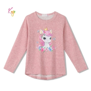 Dívčí tričko dlouhý rukáv Kugo WL0941 tmavší růžové