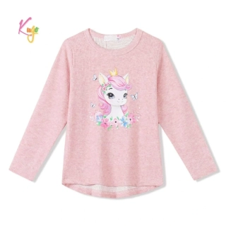 Dívčí tričko dlouhý rukáv Kugo WL0941 světlejší růžové