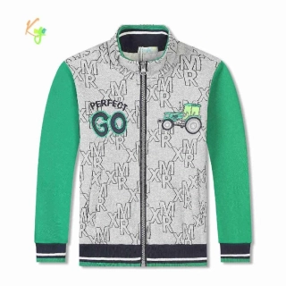 Teplá chlapecká mikina Kugo FM0362 šedá / zelené rukávy