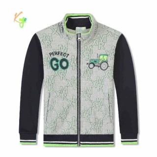 Teplá chlapecká mikina Kugo FM0362 šedá / černé rukávy