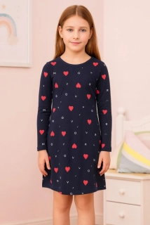 Dívčí noční košile dlouhý rukáv Wolf S2382 tmavě modrá