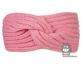 Čelenka pletená Dráče Twist - vzor 02 - světle růžová