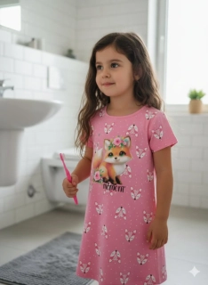 Dívčí noční košile krátký rukáv Kugo MP5881 světle růžová