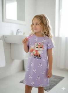 Dívčí noční košile krátký rukáv Kugo MP5881 fialová