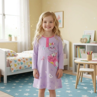 Dívčí noční košile dlouhý rukáv Kugo MC5855 fialová