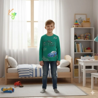 Chlapecké tričko dlouhý rukáv Kugo XC1302 zelené